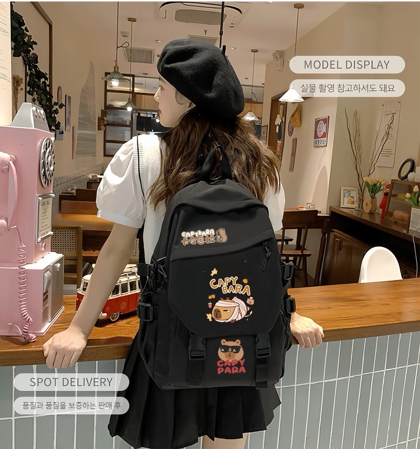 Dollcini Elegant Geantă Unisex pentru Școală – Rucsac Negru la Modă