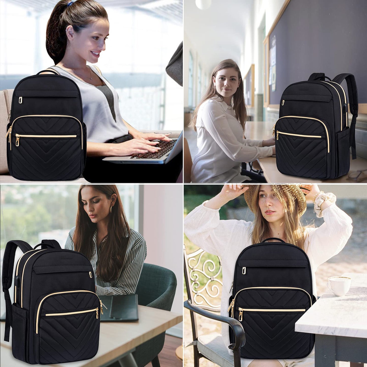 Dollcini Női Városi Hátizsák USB Porttal – Könnyű, Vízálló, 15” Laptophoz