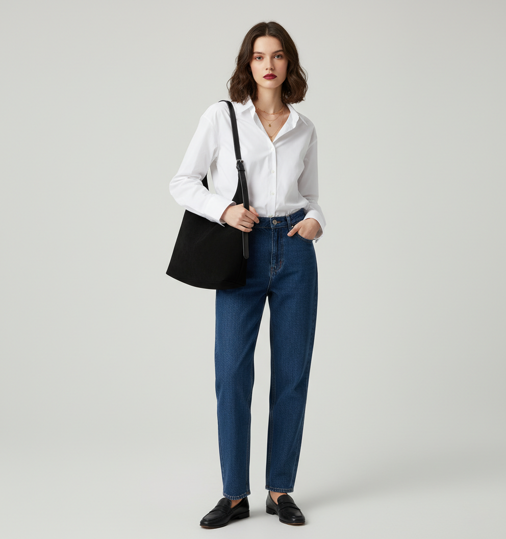 Dollcini, Geantă de umăr mare pentru femei, stil street fashion, cu portfard – piele ecologică, închidere magnetică, pentru uz zilnic