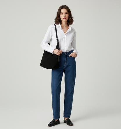 Dollcini, Geantă de umăr mare pentru femei, stil street fashion, cu portfard – piele ecologică, închidere magnetică, pentru uz zilnic