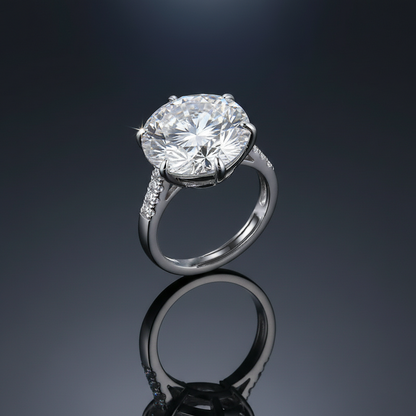 Dollcini 10 Carat Moissanite Ring – 925 Sterling Silver, Classic Six-Prong Setting (Adjustable Size)