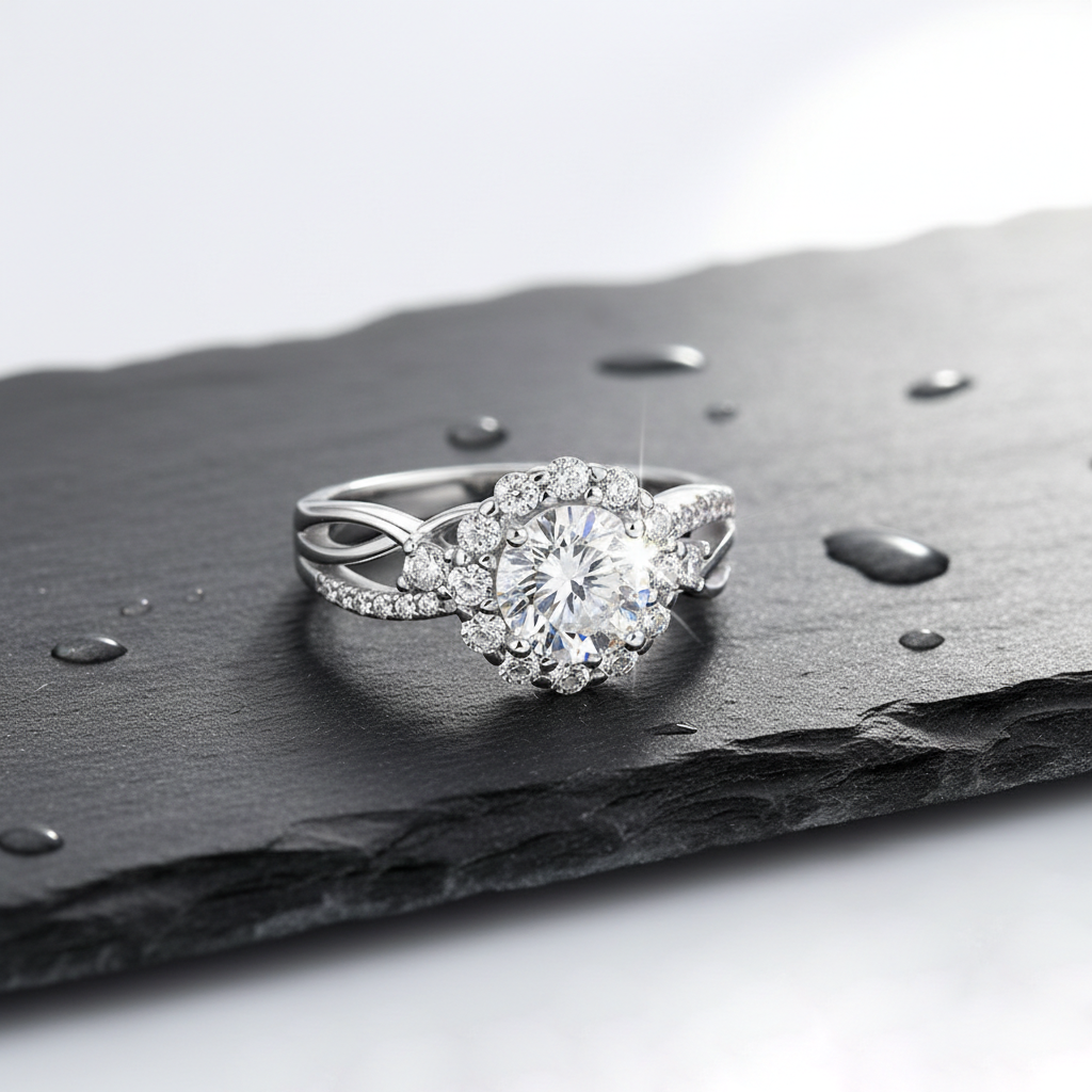 Dollcini Inel Moissanite de 1 Carat - Argint 925, Cu Certificat GRA
