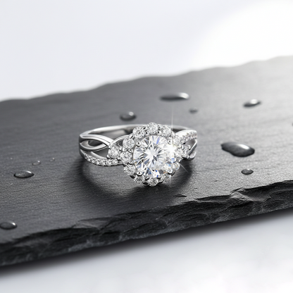Dollcini Inel Moissanite de 1 Carat - Argint 925, Cu Certificat GRA