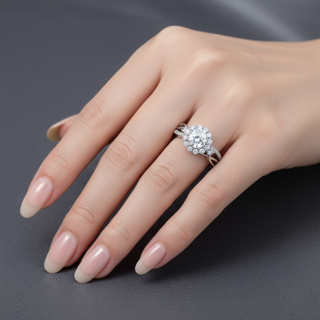 Dollcini Inel Moissanite de 1 Carat - Argint 925, Cu Certificat GRA