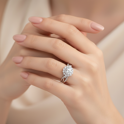 Dollcini Inel Moissanite de 1 Carat - Argint 925, Cu Certificat GRA