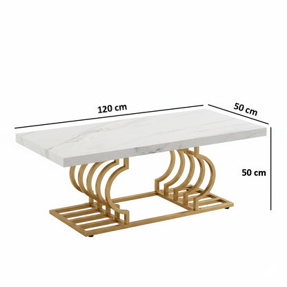 Dollcini Masă de Cafea cu Efect de Marmură pentru Acasă, cu Picioare Aurii Unice