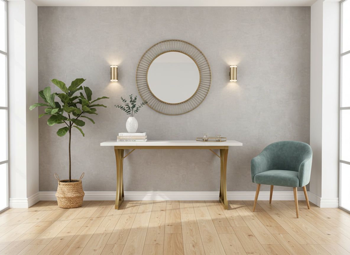 Dollcini Otthon White Dining Table with Gold Legs