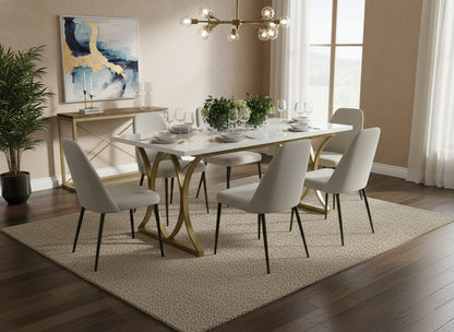 Dollcini Otthon White Dining Table with Gold Legs