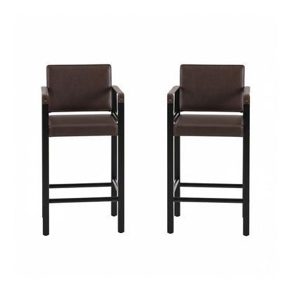 Dollcini Scaun de bar modern cu brațe pentru acasă – Piele premium, set de 2 bucăți