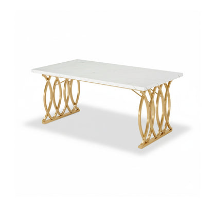 Dollcini Otthon Marble Effect Dining Table with Gold Legs