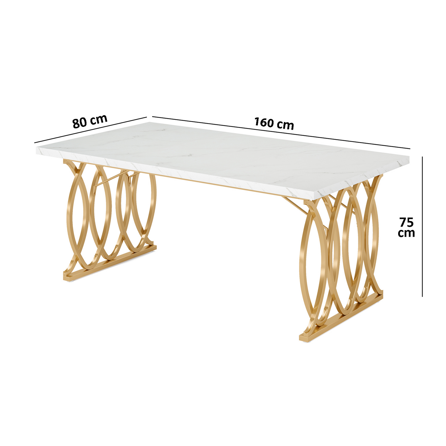 Dollcini Otthon Marble Effect Dining Table with Gold Legs