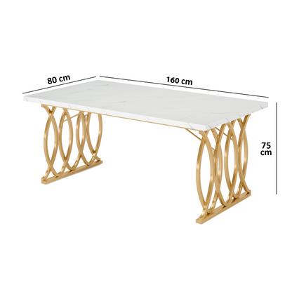Dollcini Otthon Marble Effect Dining Table with Gold Legs