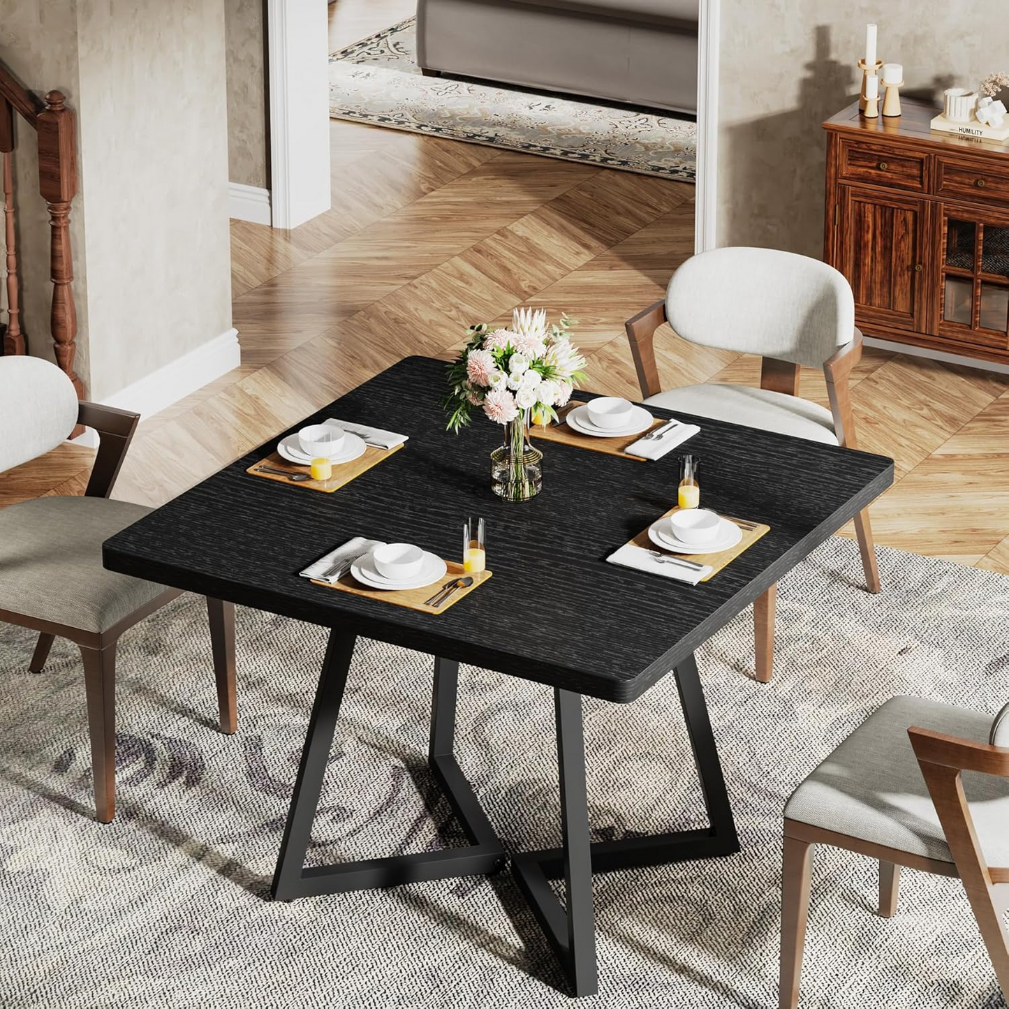 Dollcini Home Modern Dining Table, 80x80 cm – For Small Spaces, Available in Multiple Colors