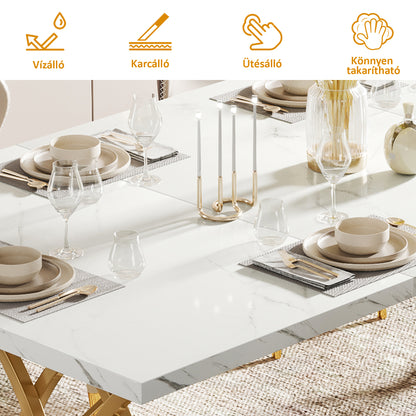 Dollcini Otthon Marble Effect Dining Table with Gold Legs