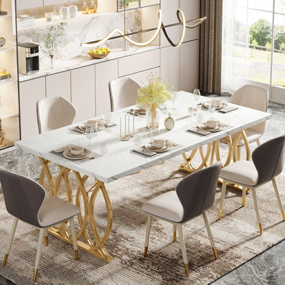 Dollcini Otthon Marble Effect Dining Table with Gold Legs