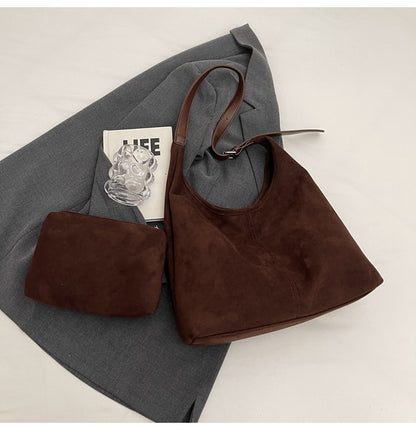 Dollcini, Geantă de umăr mare pentru femei, stil street fashion, cu portfard – piele ecologică, închidere magnetică, pentru uz zilnic
