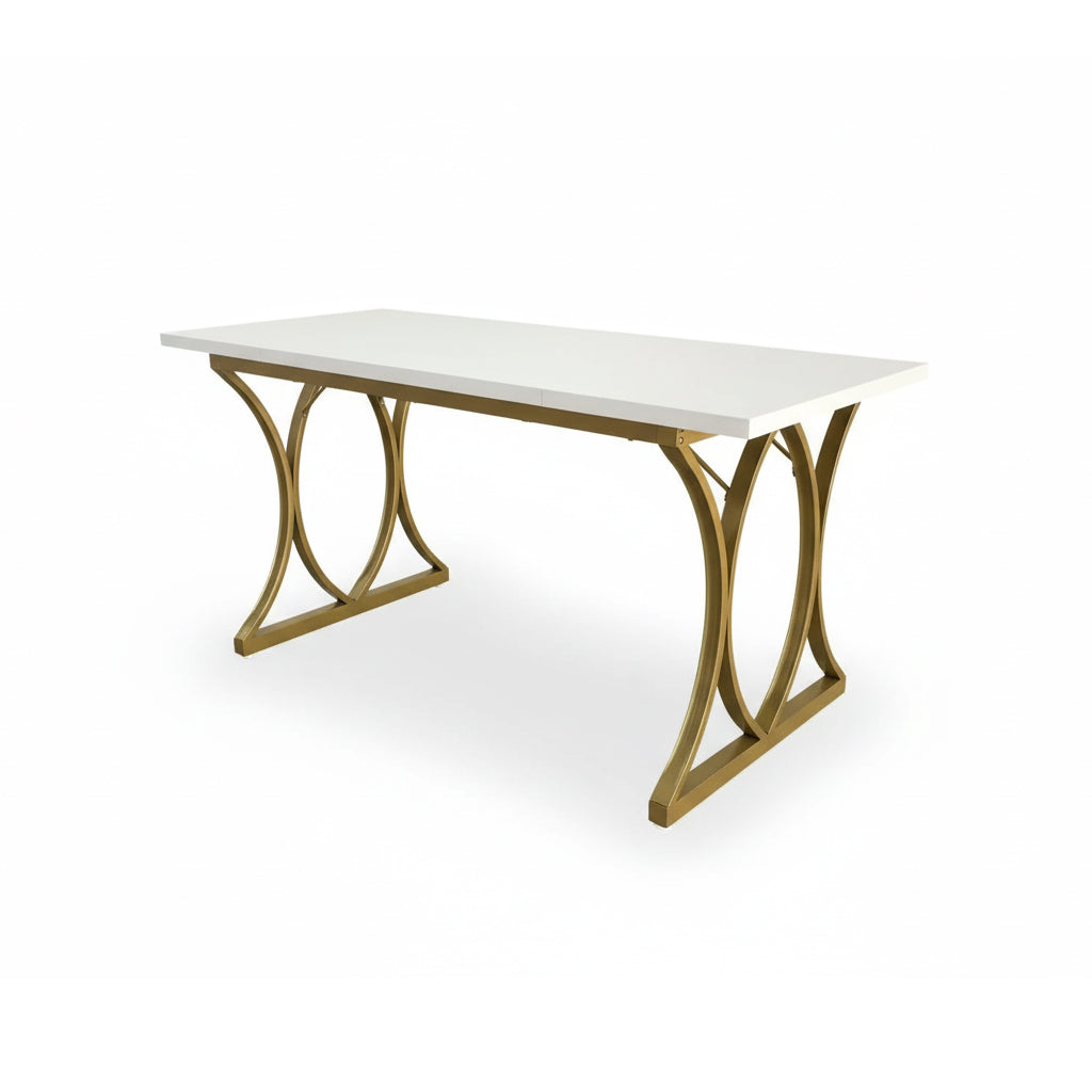 Dollcini Otthon White Dining Table with Gold Legs
