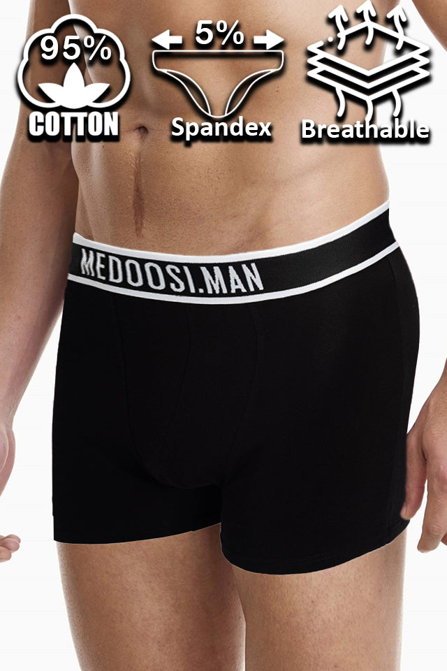 Dollcini Breathable Cotton Men's Boxer Briefs - 95% Cotton, Set of 3