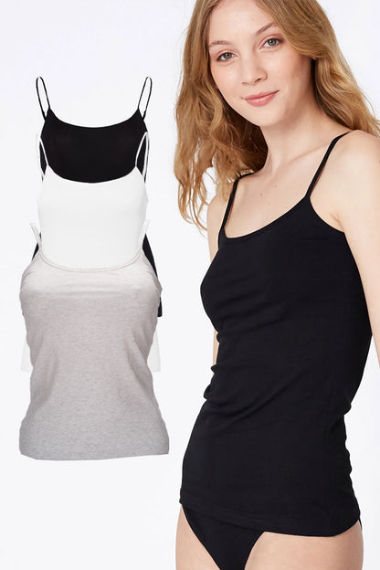 Dollcini Spaghetti-Strap Women's Tank Top Set - 3-Piece Pack