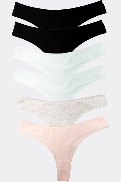 Dollcini Tanga Chiloți Damă - 95% Bumbac, Multicolor, Pachet de 6 bucăți