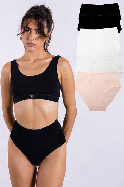 Dollcini, chiloți damă cu talie înaltă, 95% bumbac + spandex - multicolor, pachet de 6 bucăți, 8922