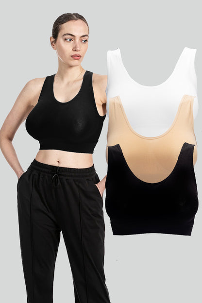 Dollcini Seamless Women's Sports Bra - Comfortable, 3-Pack