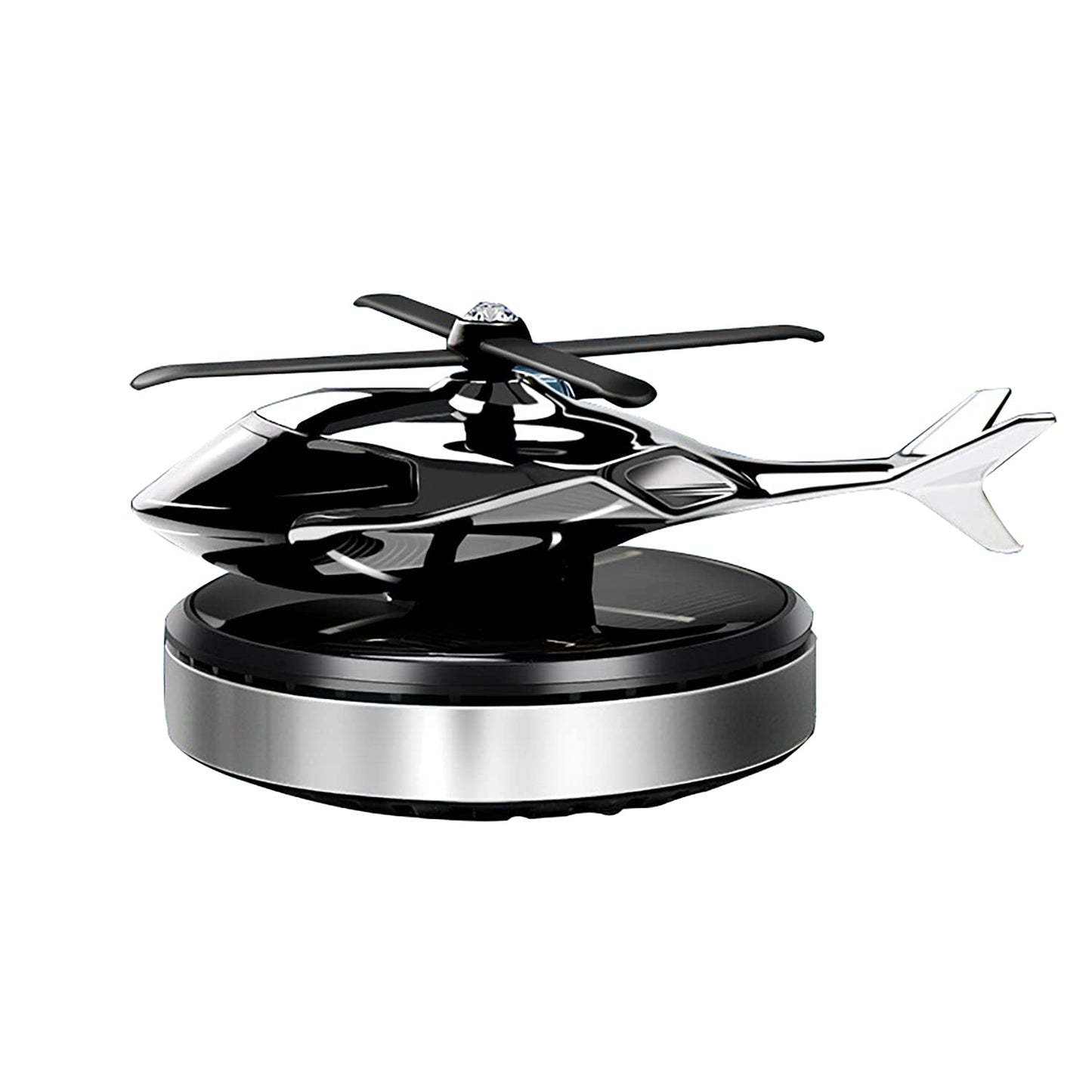 Dollcini, Helicopter-shaped solar car air freshener – rotating aroma diffuser (silver)