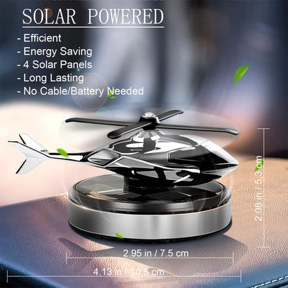 Dollcini, Helicopter-shaped solar car air freshener – rotating aroma diffuser (silver)