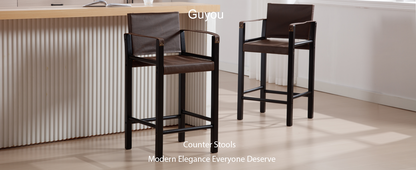 Dollcini Scaun de bar modern cu brațe pentru acasă – Piele premium, set de 2 bucăți