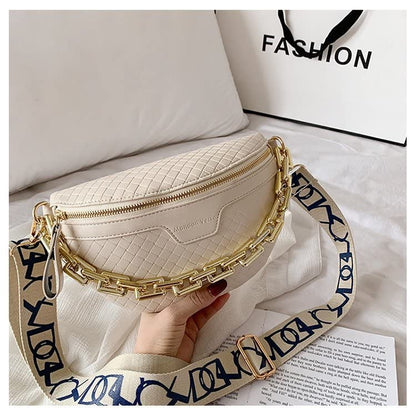 Dollcini Elegant Women's Shoulder Bag – Faux Leather, Chain Crossbody