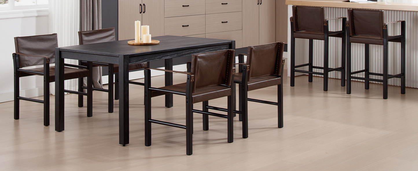 Dollcini Scaun de bar modern cu brațe pentru acasă – Piele premium, set de 2 bucăți