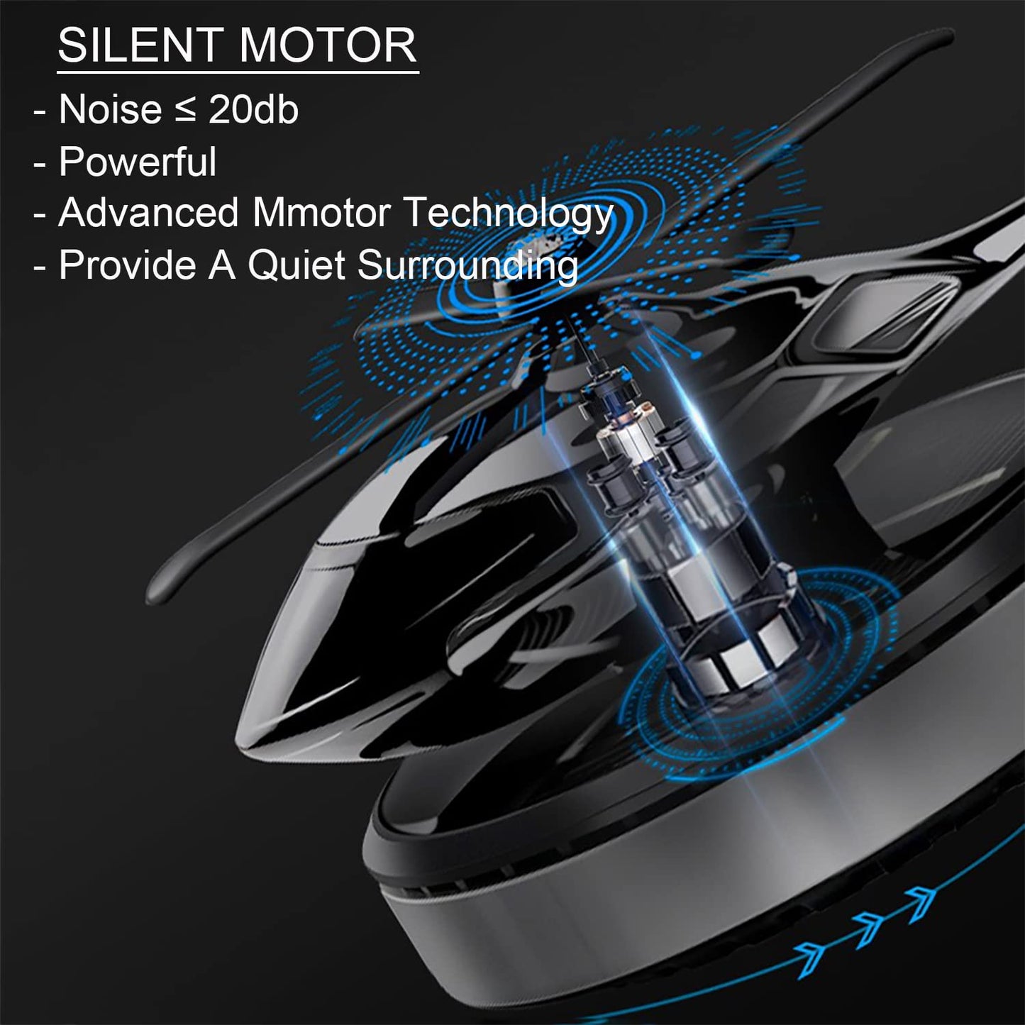 Dollcini, Helicopter-shaped solar car air freshener – rotating aroma diffuser (silver)