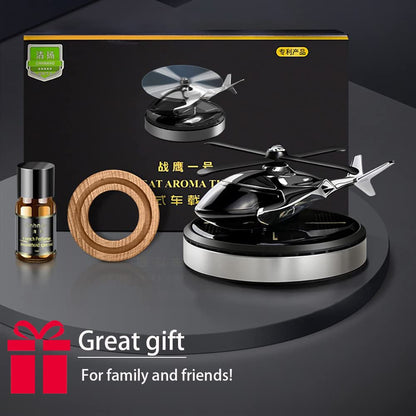 Dollcini, Helicopter-shaped solar car air freshener – rotating aroma diffuser (silver)