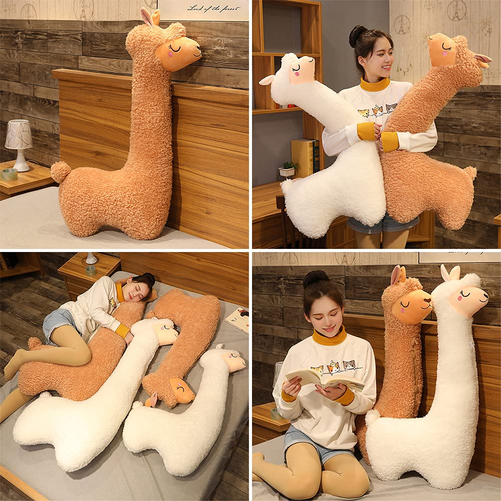 Dollcini Jucărie de pluș Alpaca moale – Animal de pluș de îmbrățișat, 109 cm
