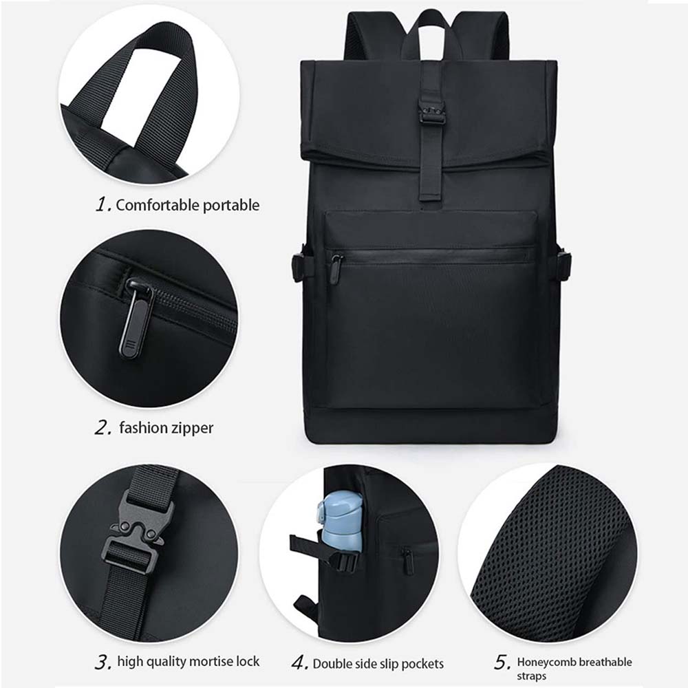 Rucsac de laptop unisex impermeabil Dollcini – din material Oxford, cu mai multe compartimente, ușor și rezistent