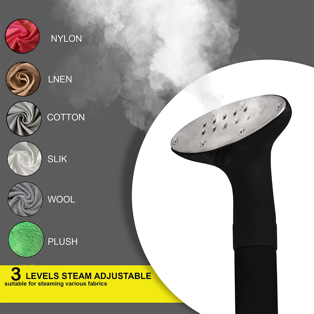 Dollcini Full Copper Garment Steamer 2200W – 35 L Tank, 10-Hole Steam Head, Black