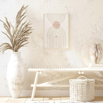 Dollcini Home Self-Adhesive Wallpaper – White Floral Textured, Embossed