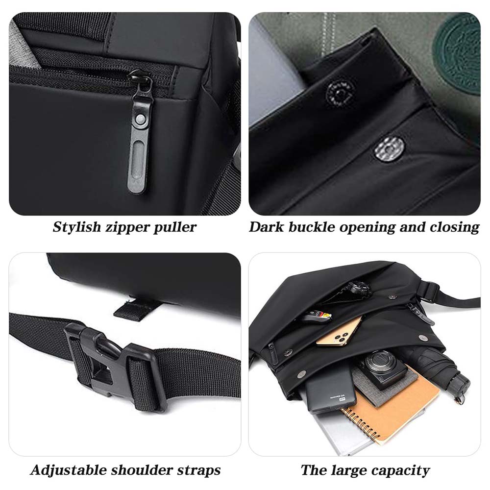 Dollcini Waterproof Men's Shoulder Bag – Nylon, Wear-Resistant Chest Bag