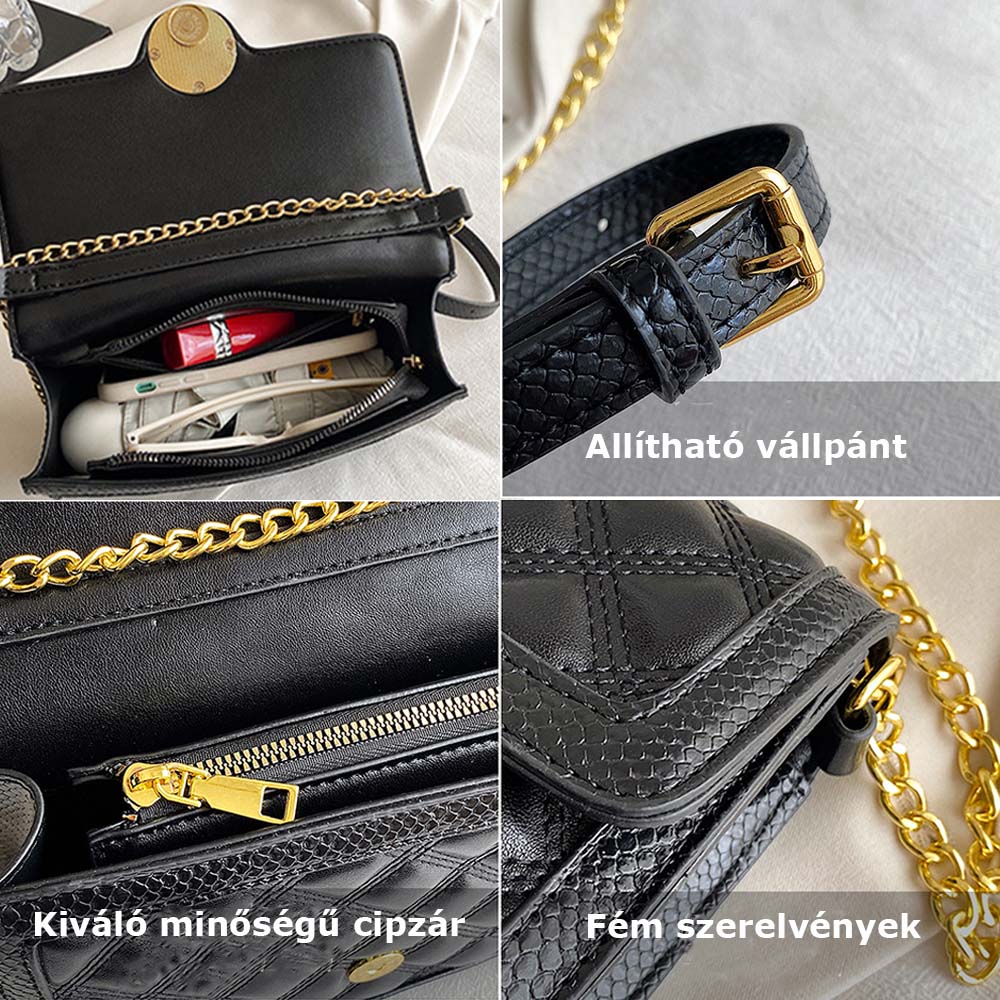 Dollcini Láncos Női Válltáska – Kígyóbőr Mintás Műbőr