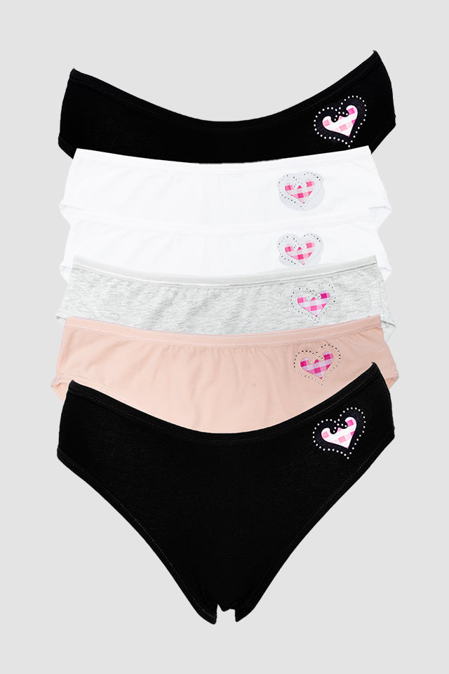 Dollcini, Chiloți clasici pentru femei, 95% bumbac + spandex - Multicolor, pachet de 6 bucăți, 82322
