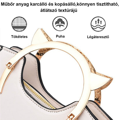 Dollcini Outlet Geantă de mână pentru femei – Elegantă, cu mâner cu pisică, produs cu defecte estetice