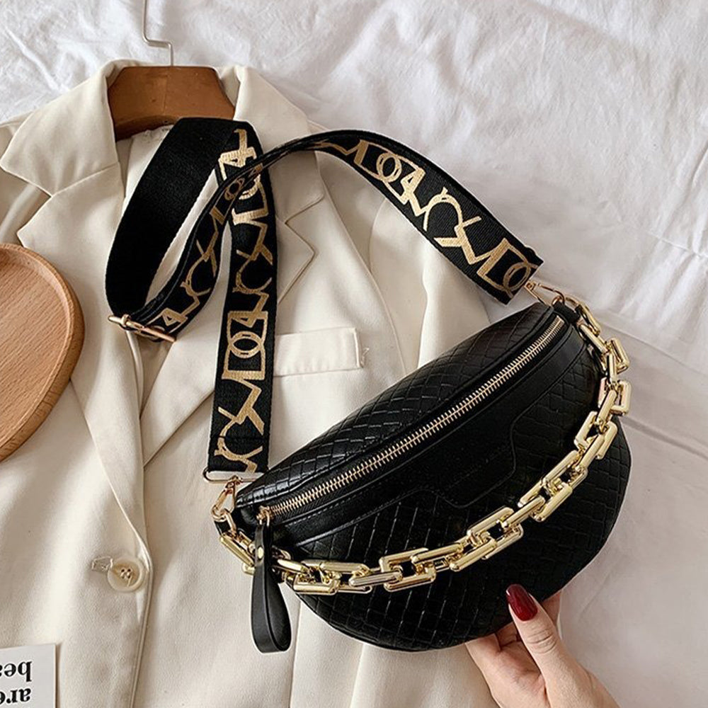 Dollcini Elegant Women's Shoulder Bag – Faux Leather, Chain Crossbody