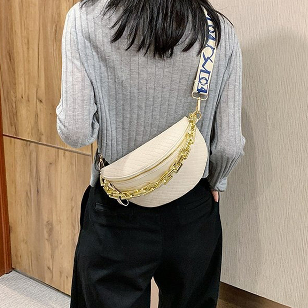 Dollcini Elegant Women's Shoulder Bag – Faux Leather, Chain Crossbody