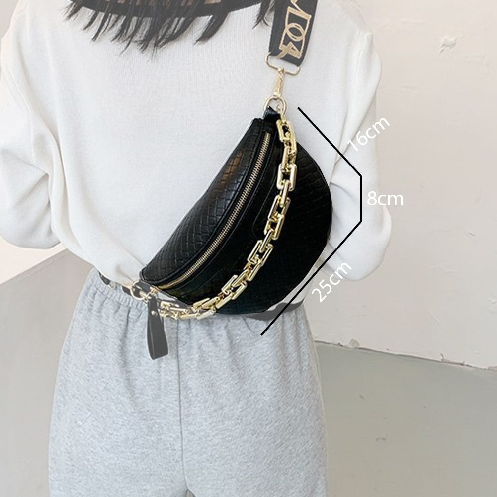 Dollcini Elegant Women's Shoulder Bag – Faux Leather, Chain Crossbody