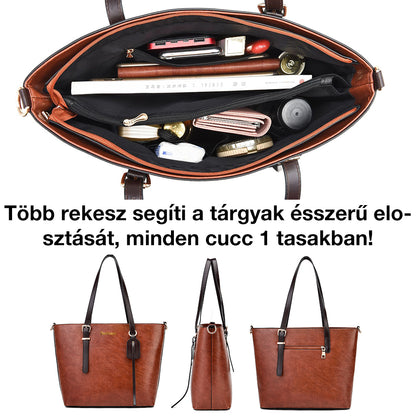 Dollcini Geantă de mână clasică pentru femei – Geantă de umăr din piele ecologică impermeabilă